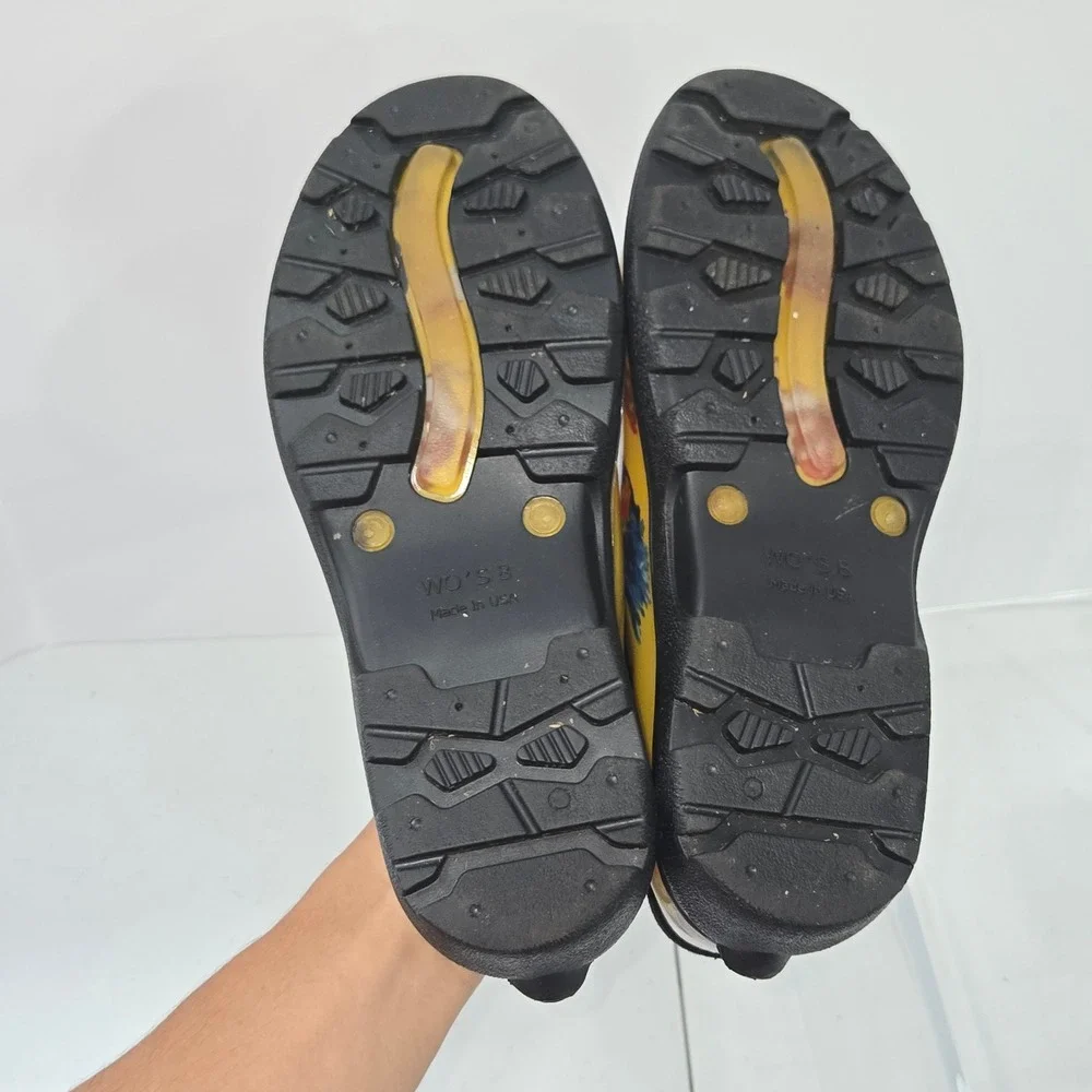 Sloggers Womens 8 Yellow Chicken Print Waterproof Rain Garden Shoes Made in USA